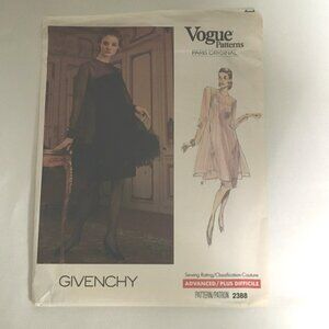 Vogue 2388 Sewing Pattern Givenchy Misses Tunic Dress Very Loose Fitting